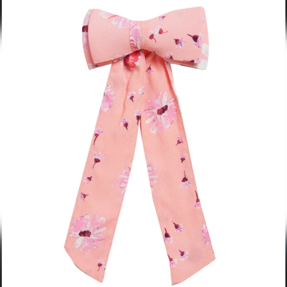 LoveShackFancy Lorna Floral Bow Barrette Hair Accessorie Coral Blaze - Picture 4 of 15